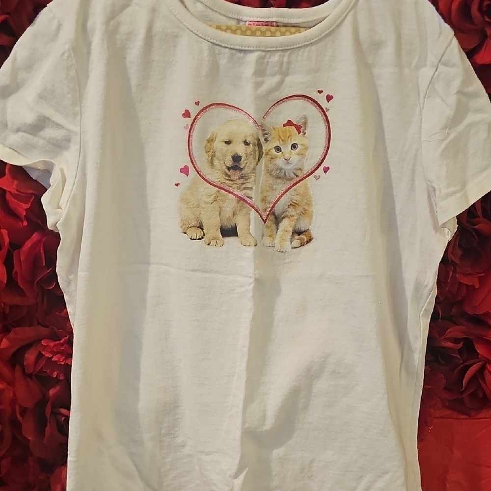 Target Girls White Short Sleeve Top With Animal Decal Size 10/12